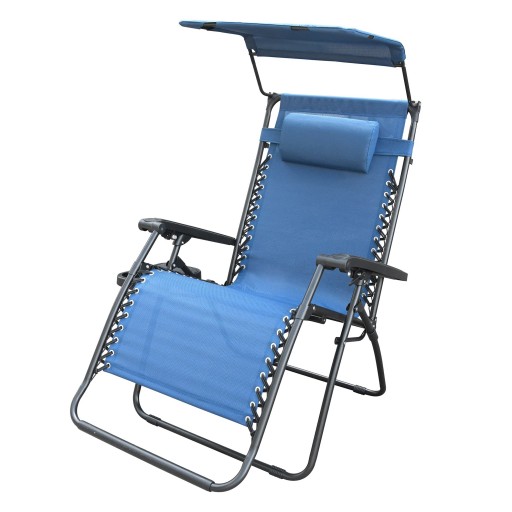 Oversized Zero Gravity Chair with Sunshade and Drink Tray - Blue