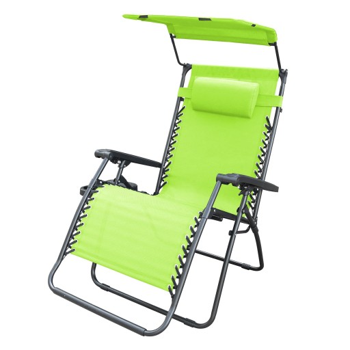 Oversized Zero Gravity Chair with Sunshade and Drink Tray - Lime Green