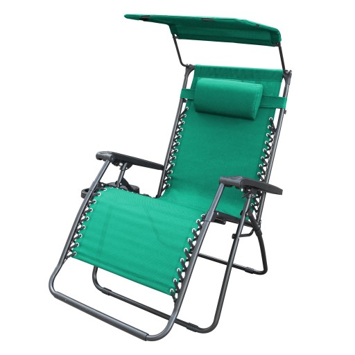 Oversized Zero Gravity Chair with Sunshade and Drink Tray - Green