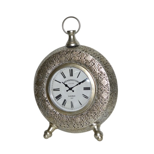 11.5 Inch Silver Metal Table Clock