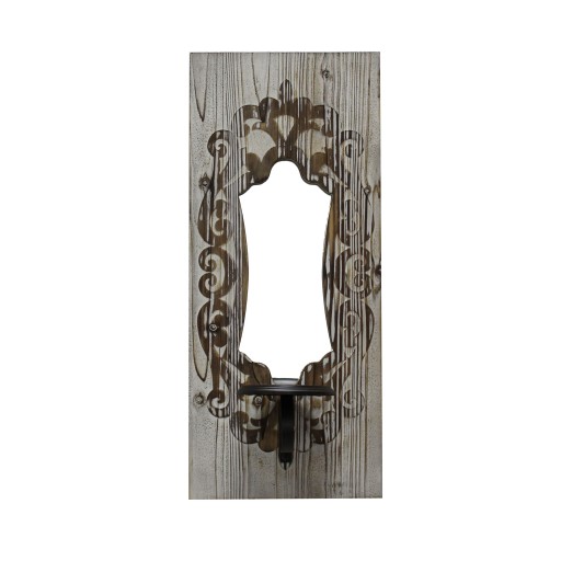 22 Inch Wall Mirror with Candle Holder- Cream