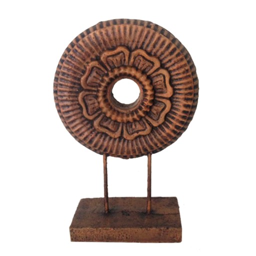 Antique Brown Cricle Decor On Stand