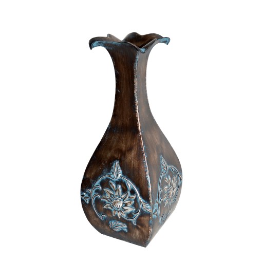 17.5" Copper/Blue Metal Vase