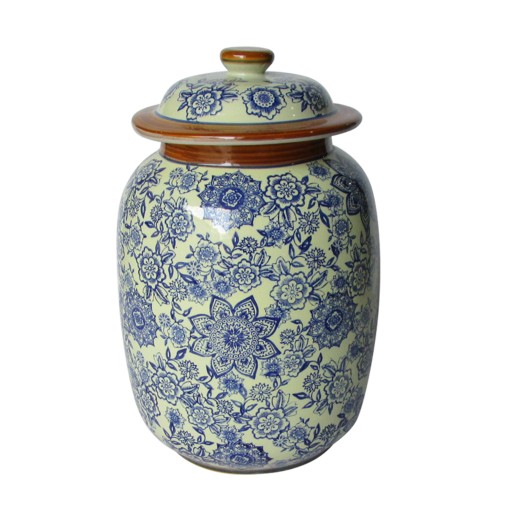 Medium Blue & White Pattern Lidded Jar
