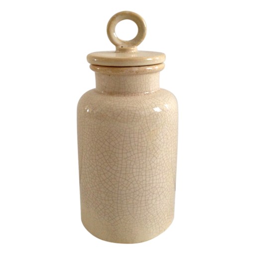 Medium Cream Distress Lidded Jar