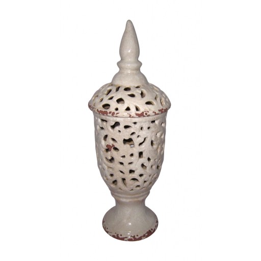 18" Ivory Pierced Decorative Jar