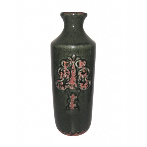 14" Green Ceramic Flower Vase 