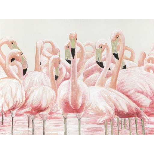 36 X 48 Pink Egret Oil Painting Wall Decor