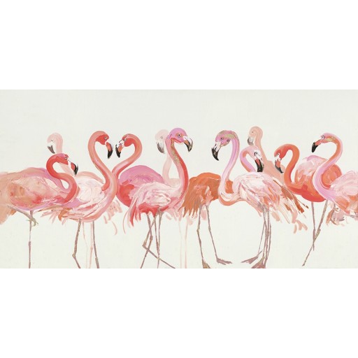 25 X 55 Pink Egret Oil Paint Wall Decor