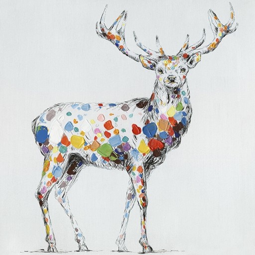 32 X 32 Color Deer Collection I Oil Painting Wall Decor