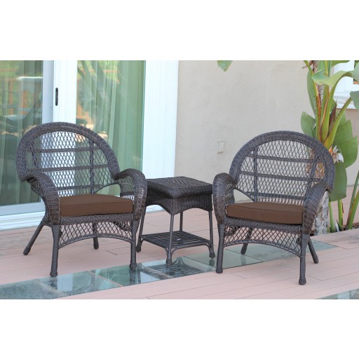 3pc Santa Maria Espresso Wicker Chair Set - Brown Cushions