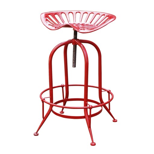 Antique Red Metal Wire Counter Height Stool