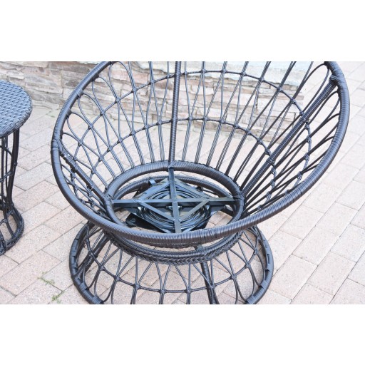 Papasan Espresso Resin Wicker Swivel Chair