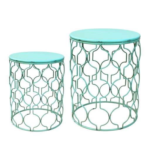 Set of 2 Round Metal Side Table
