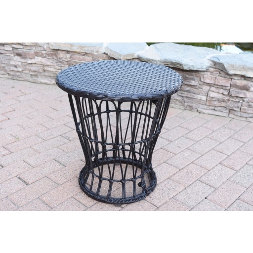 Papasan Espresso Resin Wicker Side Table