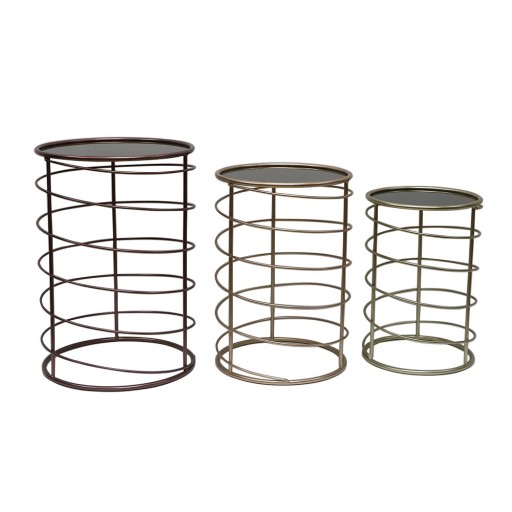 Set of 3 Mirror End Table