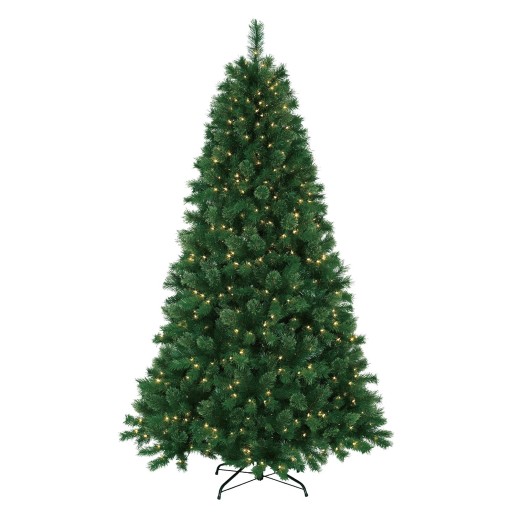 7.5 Feet. Pre-Lit Artificial Christmas Tree With Metal Base