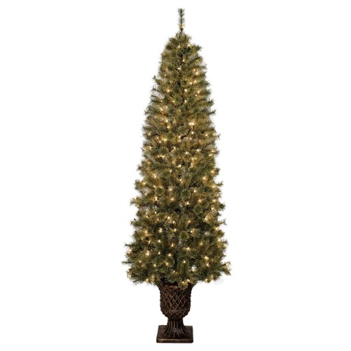 7 Feet. Pre-Lit Artificial Christmas Tree With Bronze MgO Urn Base