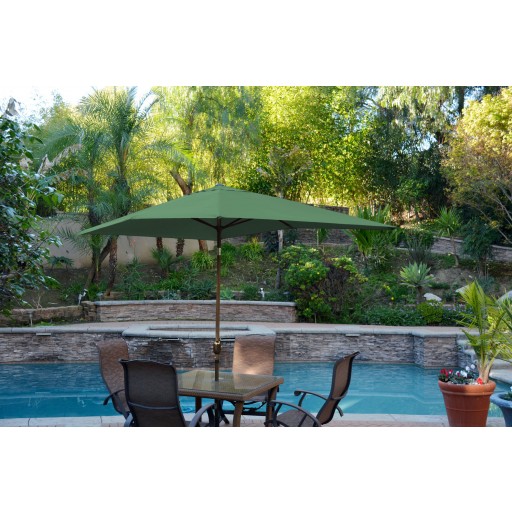6.5FT x 10FT Aluminum Patio Market Umbrella Tilt with Crank - Green Fabric/Champagne  Pole