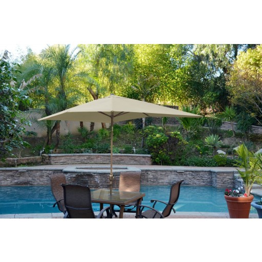 6.5FT x 10FT Aluminum Patio Market Umbrella Tilt with Crank - Bronze Pole