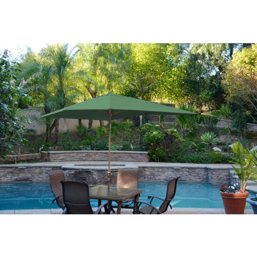 6.5FT x 10FT Aluminum Patio Market Umbrella Tilt with Crank - Green Fabric/Bronze Pole