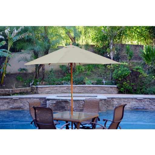 9ft. Wood Market Umbrella - Tan