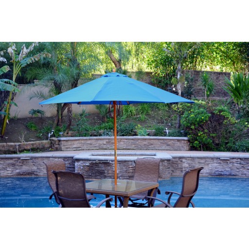 9ft. Wood Market Umbrella - Turquoise