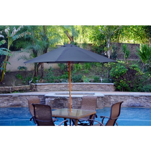 9ft. Wood Market Umbrella - Blue