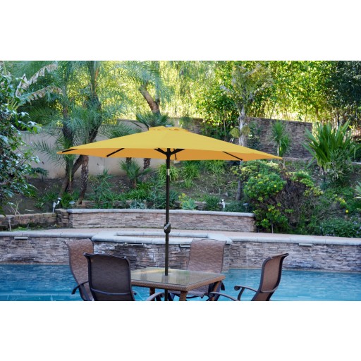 9ft. Aluminum Patio Market Umbrella Tilt with Crank - Yellow Fabric/Black Pole