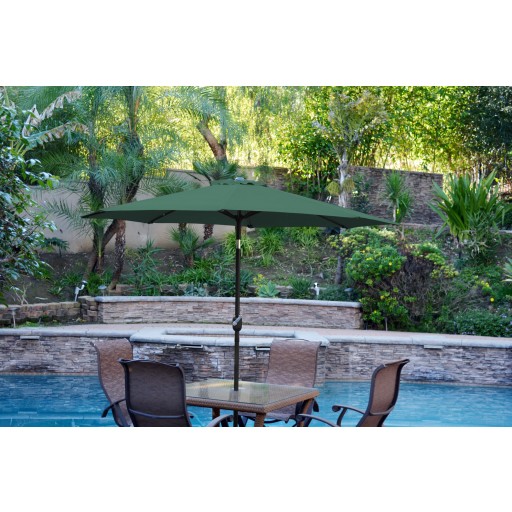 6.5FT x 10FT Aluminum Patio Market Umbrella Tilt with Crank - Green Fabric/Black Pole