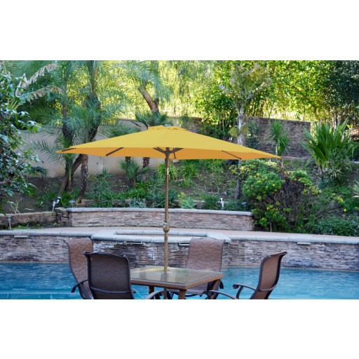 9ft. Aluminum Patio Market Umbrella Tilt with Crank - Yellow Fabric/Bronze Pole