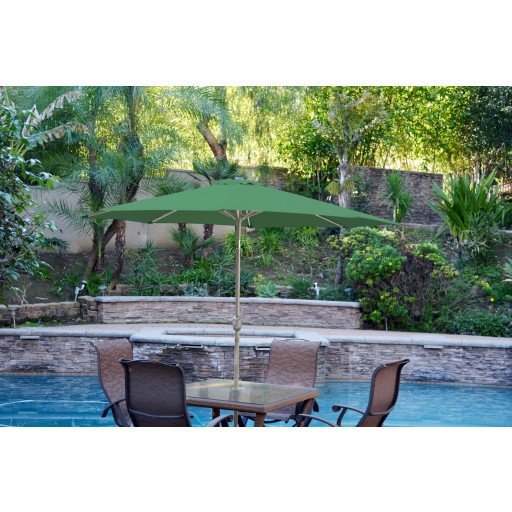 6.5FT x 10FT Aluminum Patio Market Umbrella Tilt with Crank - Green Fabric/Grey Pole