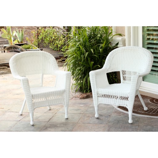 White Wicker Chair Without Cushion - Set of 2