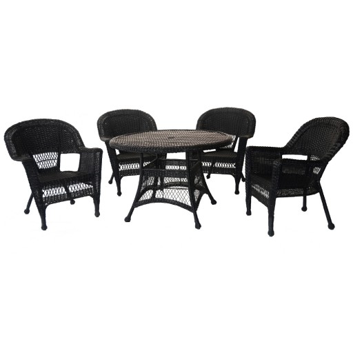 5pc Black Wicker Dining Set Without Cushion