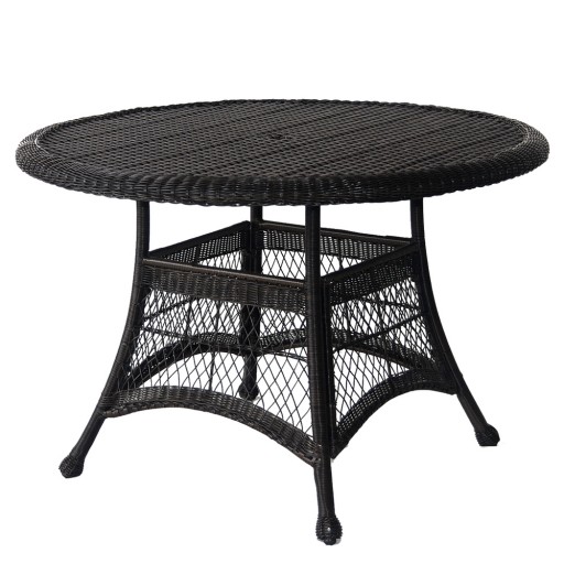 Black Wicker 44 Inch Round Dining Table