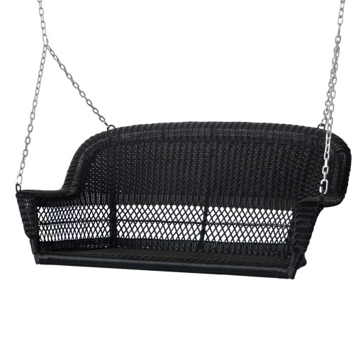 Black Resin Wicker Porch Swing