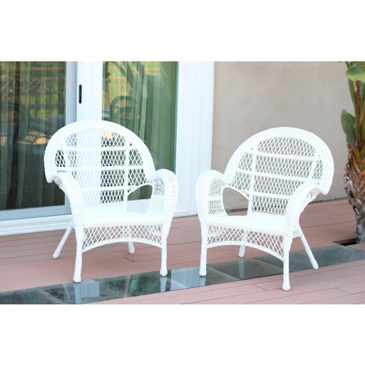 Santa Maria White Wicker Chair Without Cushion - Set of 2
