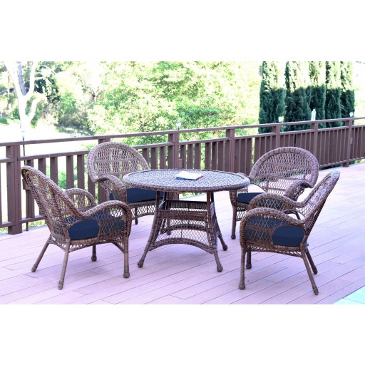 5pc Santa Maria Honey Wicker Dining Set With Cushions