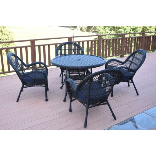 5pc Santa Maria Black Wicker Dining Set With Cushions