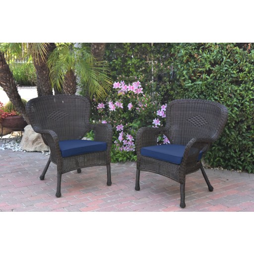 Set of 2 Windsor Espresso Resin Wicker Chair with Cushion