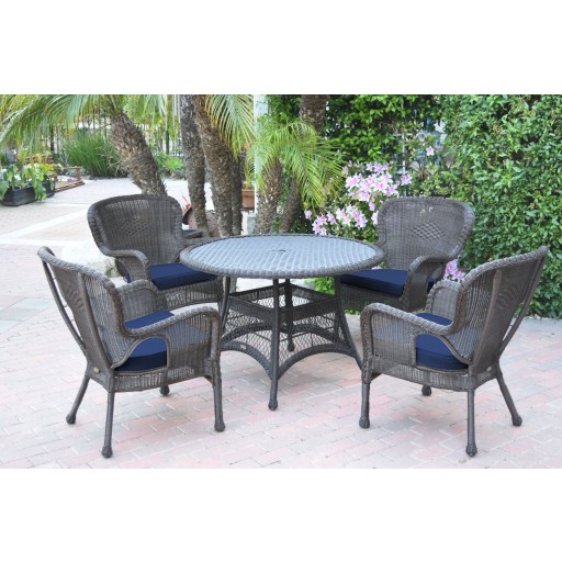 5pc Windsor Espresso Wicker Dining Set with Cushions