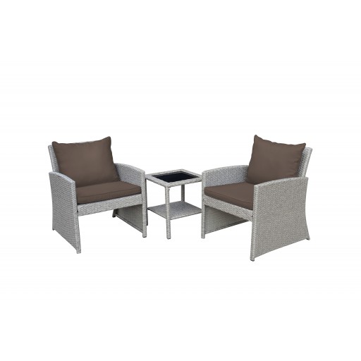 Mirabelle 3 Pieces Bistro Set with 2 Inch Brown Cushion