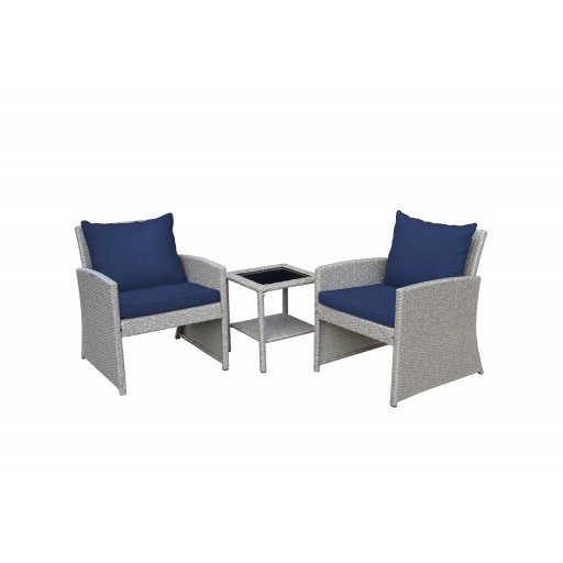 Mirabelle 3 Pieces Bistro Set with 2 Inch Midnight Blue Cushion