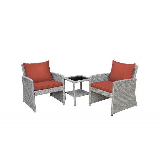 Mirabelle 3 Pieces Bistro Set with 2 Inch Brick Red Cushion