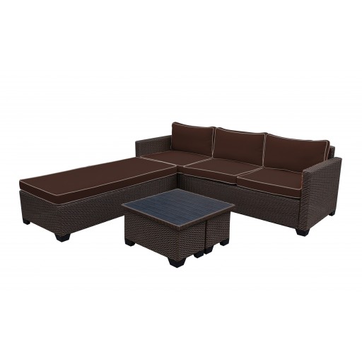Saint Helena 5pcs Conversation set with Brown Cushions