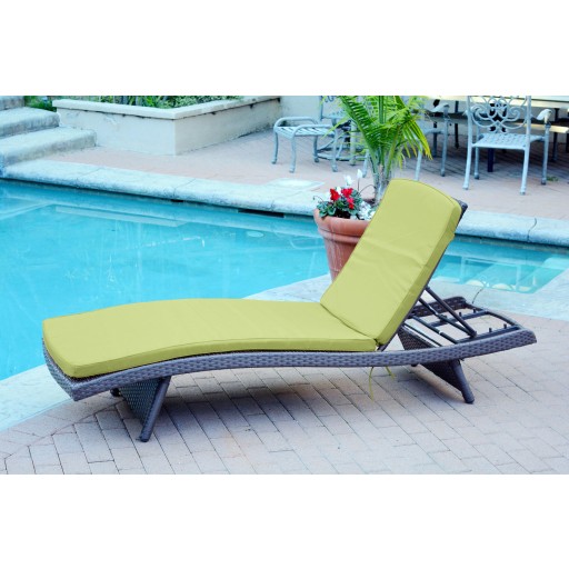 Wicker Adjustable Chaise Lounger Sage Green Cushion