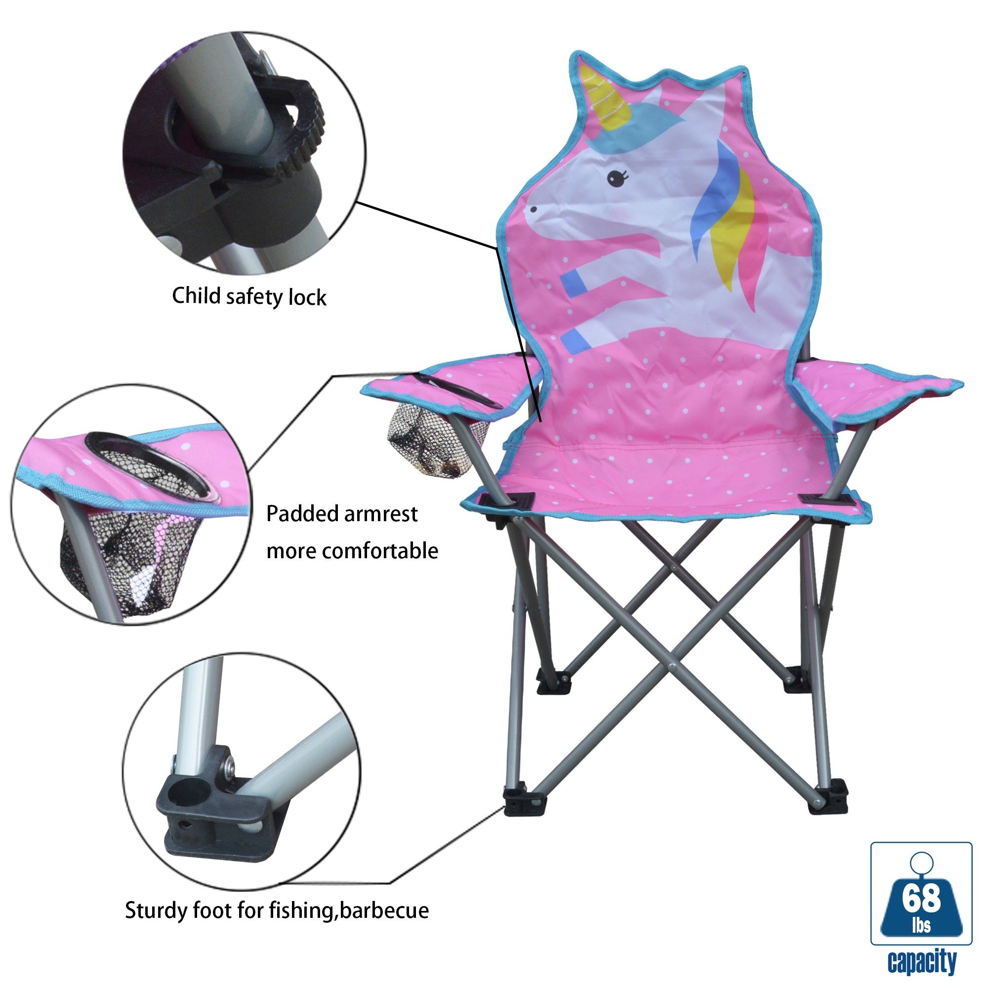 Jeco Kids Outdoor Folding Lawn and Camping Chair with Cup Holder