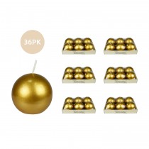 3 Inch Metallic Gold Ball Candles (36pcs/Case) Bulk