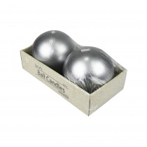 4 Inch Metallic Silver Ball Candles (2pc/Box)