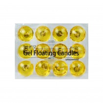 1.75 Inch Clear Yellow Gel Floating Candles (12pc/Box)